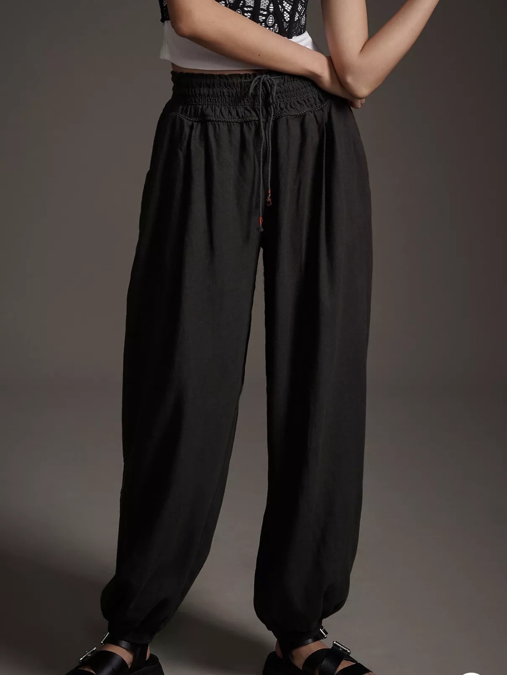 Anthropologie Linen Smocked Balloon Pants